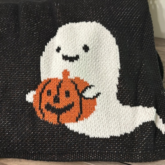 GOBLIN & GHOUL BLACK GHOST PUMPKIN JACK O LANTERN OVERSIZED HALLOWEEN THROW NWT - Picture 8 of 11